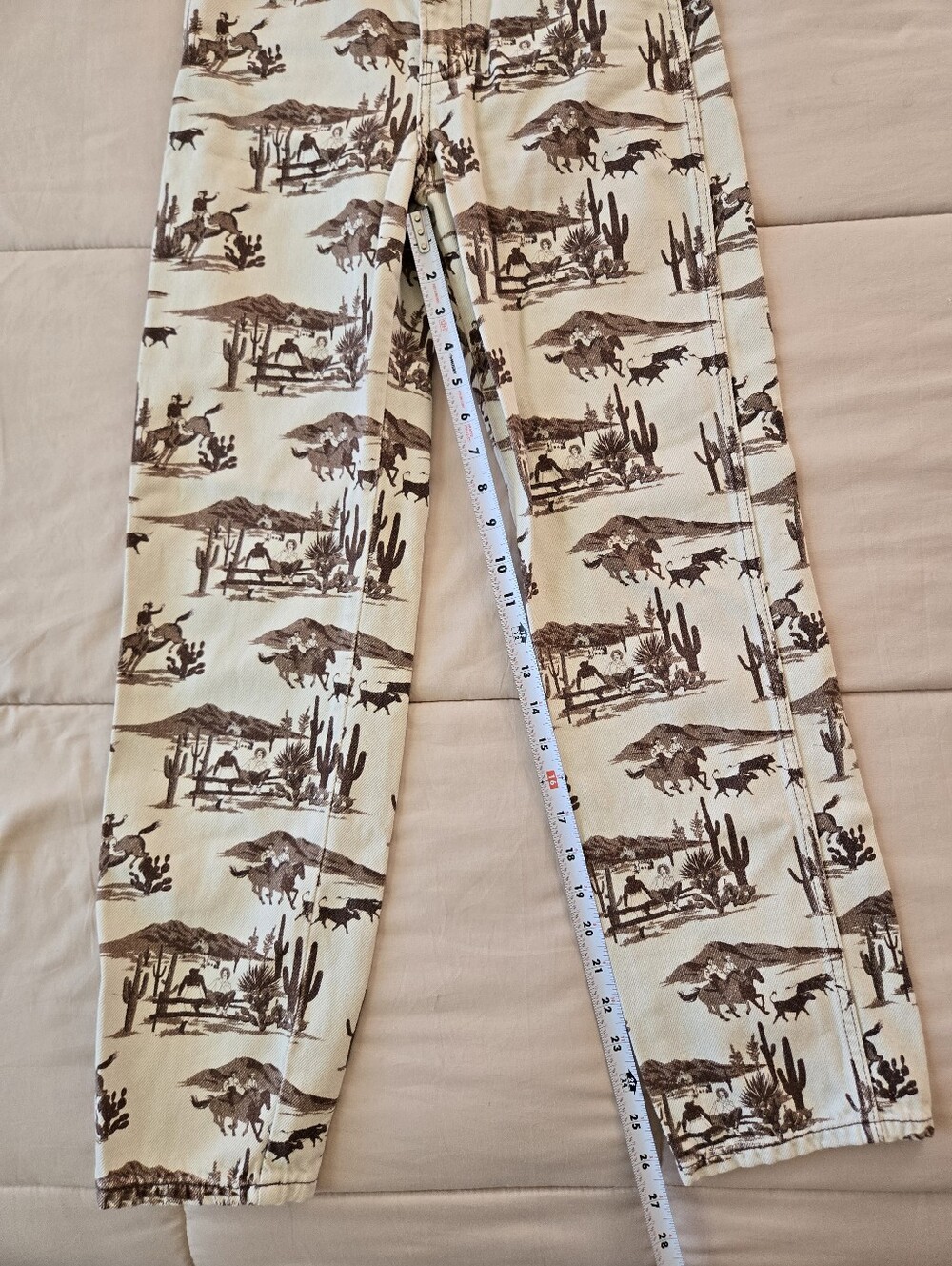 Reformation Sonora High Rise Straight Jeans Cowboy Toile Western Print Size 24 - Picture 10 of 10
